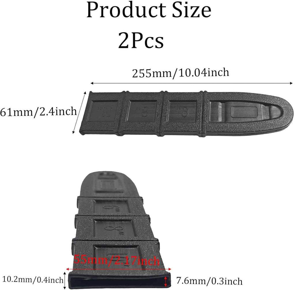 Black 10 in chainsaw bar cover scabbard, textured end grip and molded profile