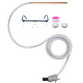 Pressure washer sandblasting kit parts: clear suction hose, goggles, fittings, copper wand