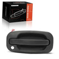 Textured black exterior door handle with round keyhole