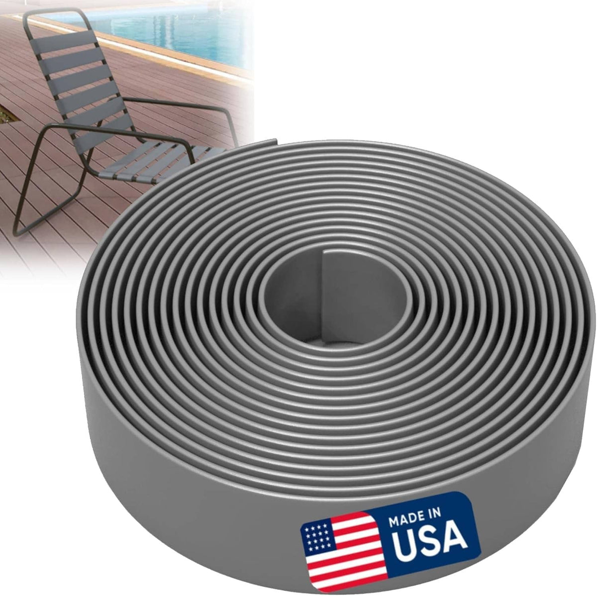 KOMORAX gray vinyl chair strap roll, 1.5 in wide