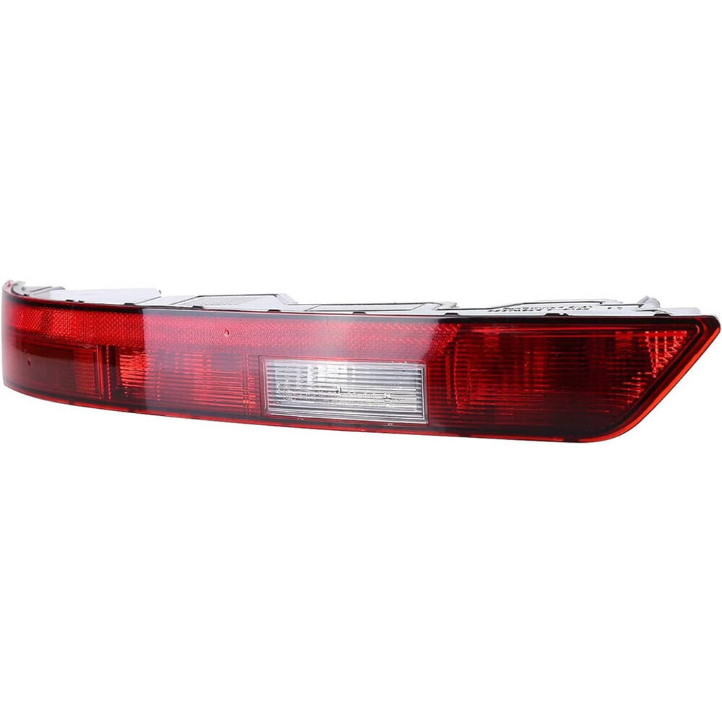 Red tail lamp with rectangular clear reflector and chrome strip, top view