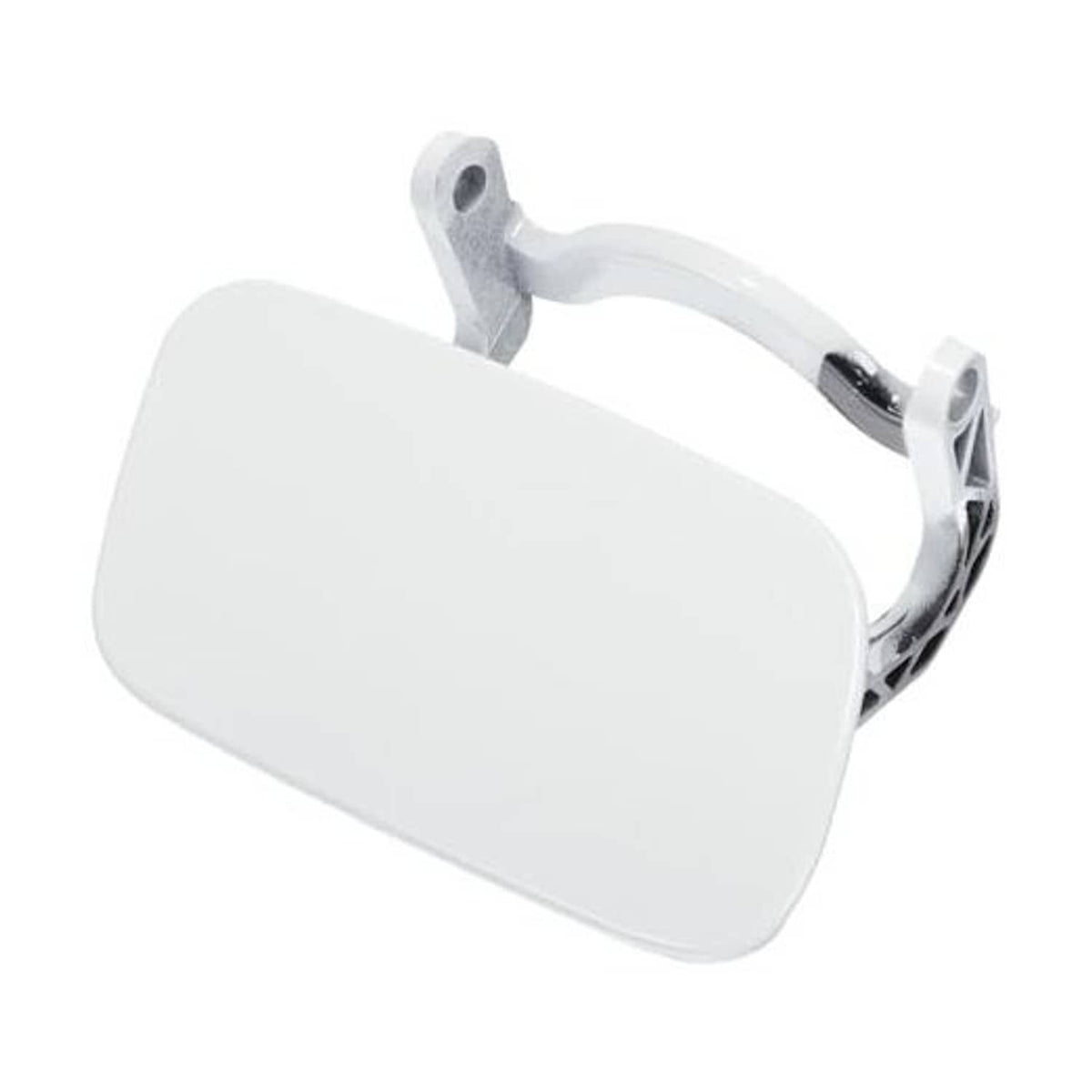 White headlight washer nozzle cover cap, front bumper right side, with mounting loop