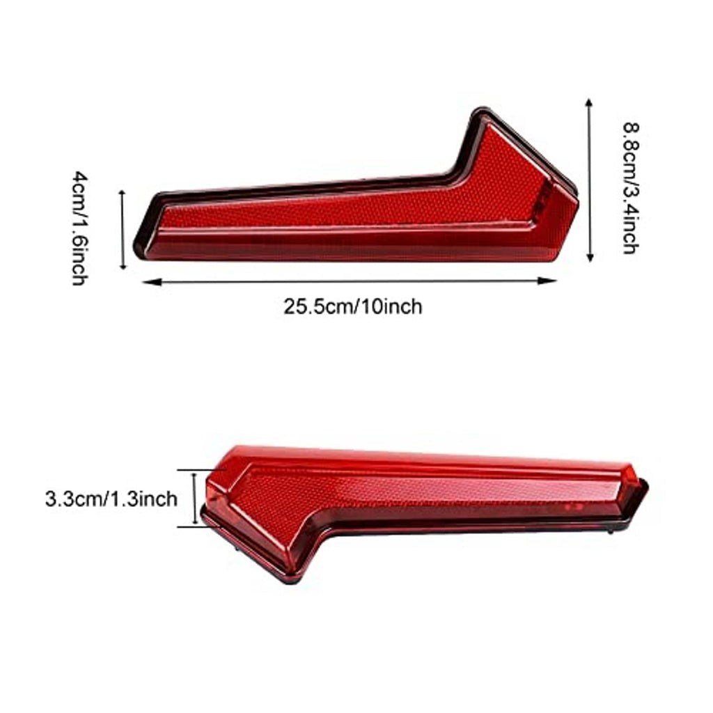 Red LED UTV taillight light bar with dimension details for left/right pieces