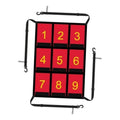 Numbered strike zone target net with red grid and yellow 1–9 squares