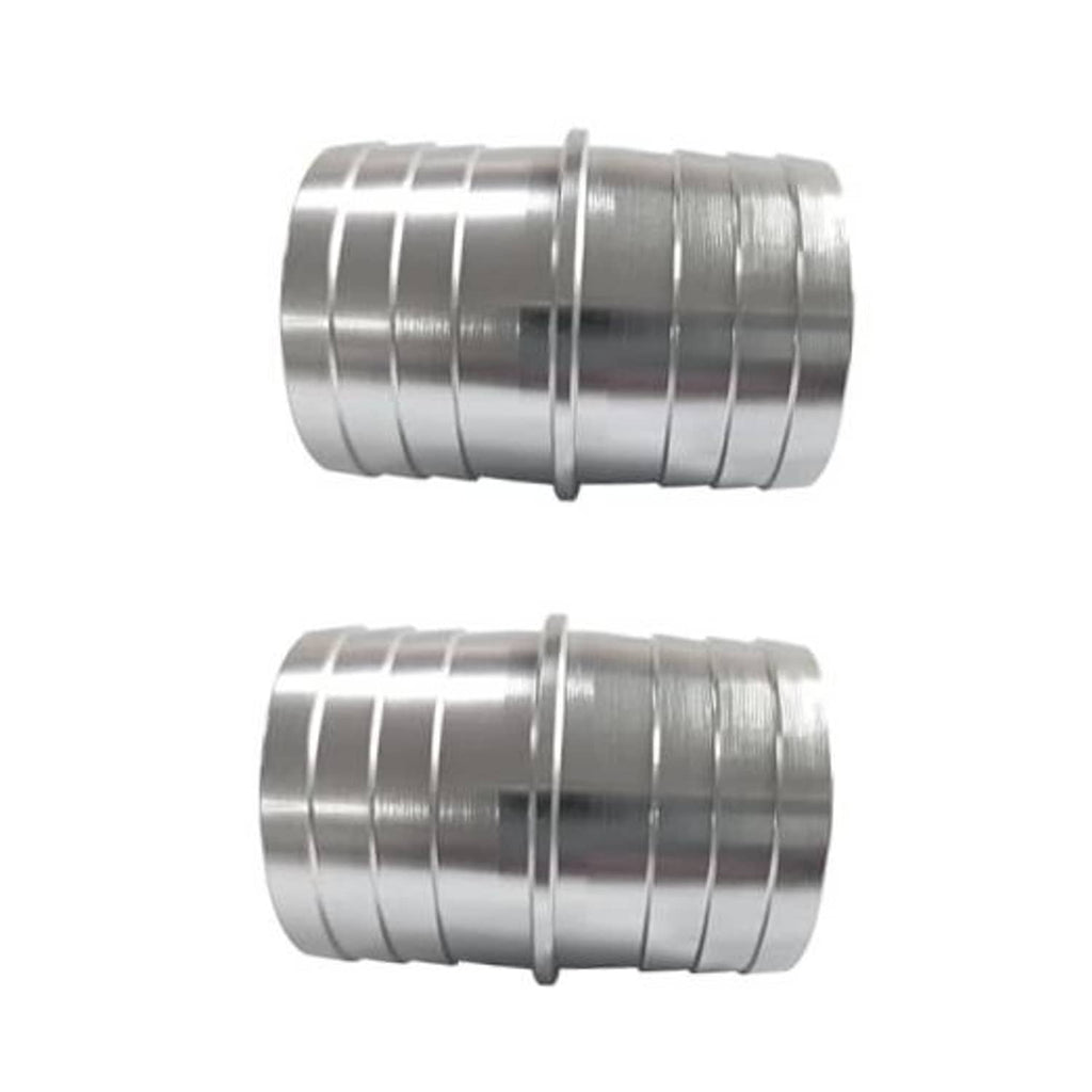 Aluminum hose barb splice coupler fitting with two barbed hose ends, 1-1/2 inch.