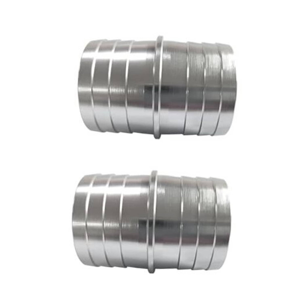 Aluminum hose barb splice coupler fitting with two barbed hose ends, 1-1/2 inch.