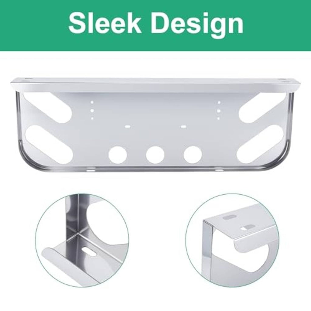 Stainless steel rear light panel with oval cutouts; side bracket and mounting corner detail