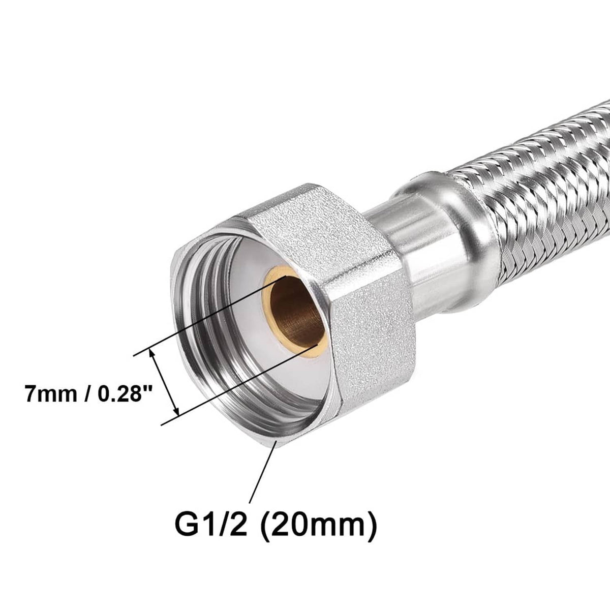 Braided stainless steel hose end fitting with G1/2 inlet