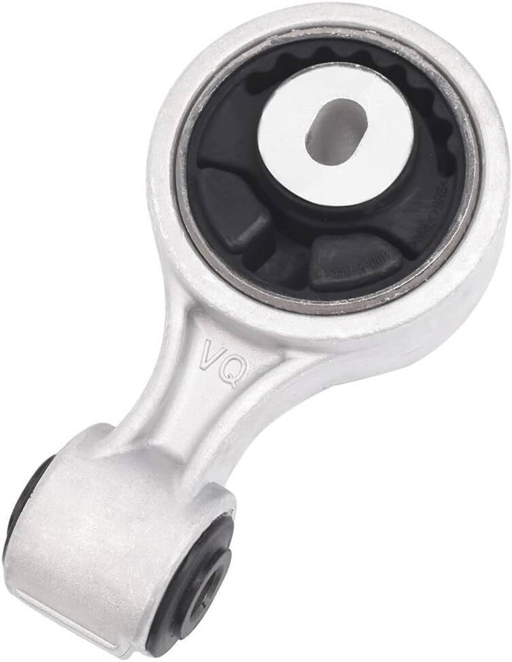 Engine torque strut mount bushing with black center and silver metal housing
