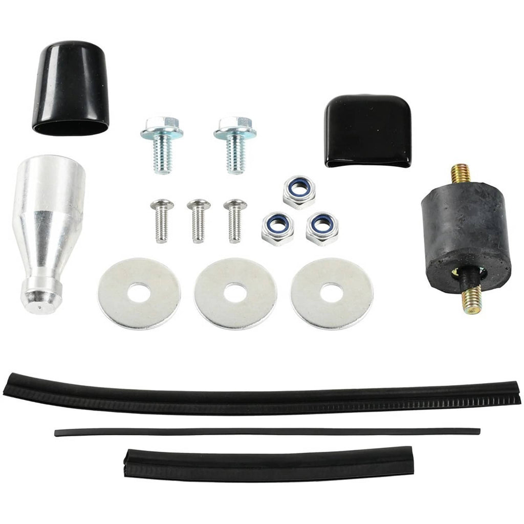 Cold air intake hardware kit with black fittings, gaskets, and clamp components