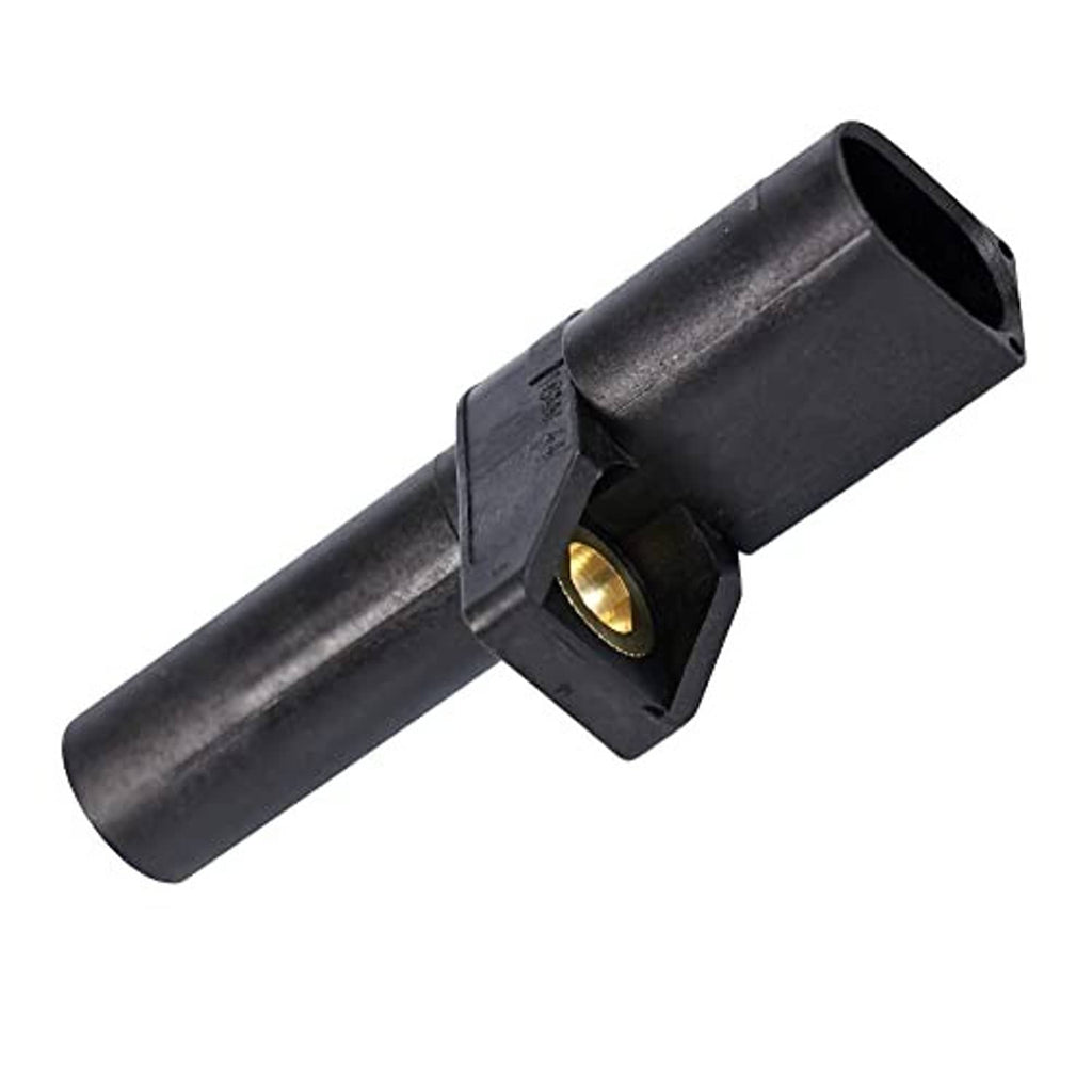 Crankshaft position sensor with black cylindrical body and circular connector opening