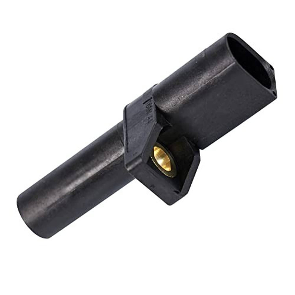Crankshaft position sensor with black cylindrical body and circular connector opening