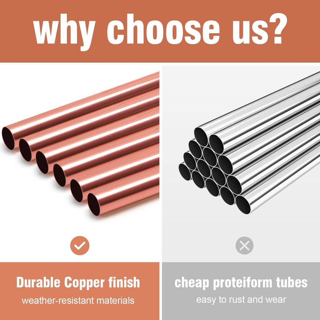 Copper tube wind chime material comparison showing durable bronze-colored tubing