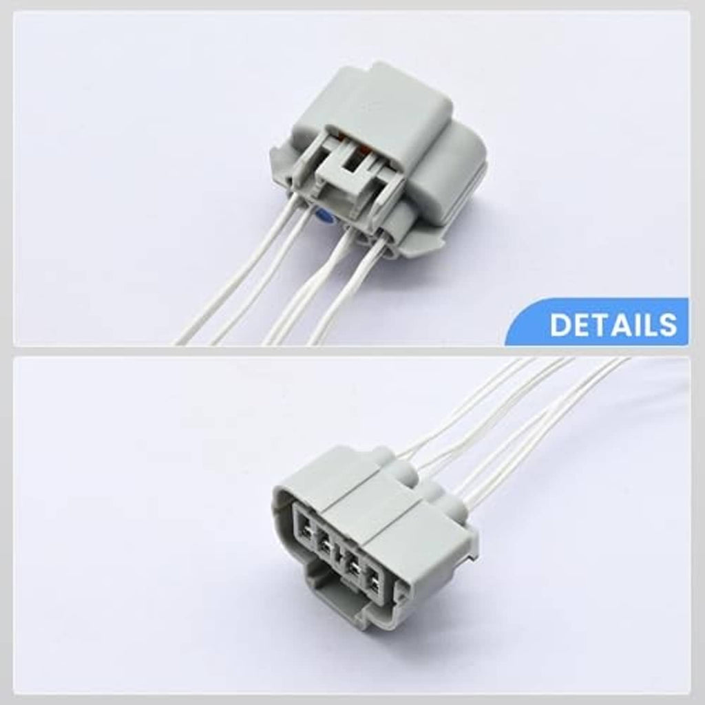Headlight connector pigtail wiring harness details of gray plug and four white wire leads