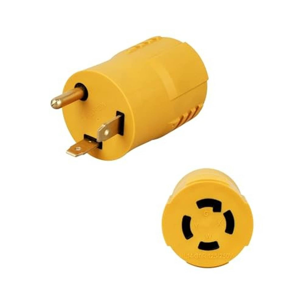 Yellow L14-30R female connector end for TT-30P to L14-30R RV power adapter