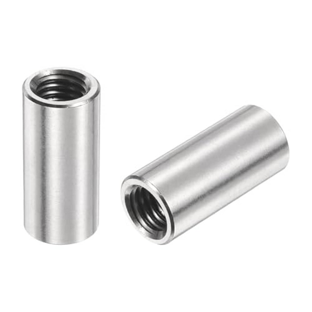 M10 304 stainless steel coupling nut, side view showing internal threads
