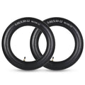Black dirt bike inner tube set with 3.00/3.50-12 valve stems, two-pack view