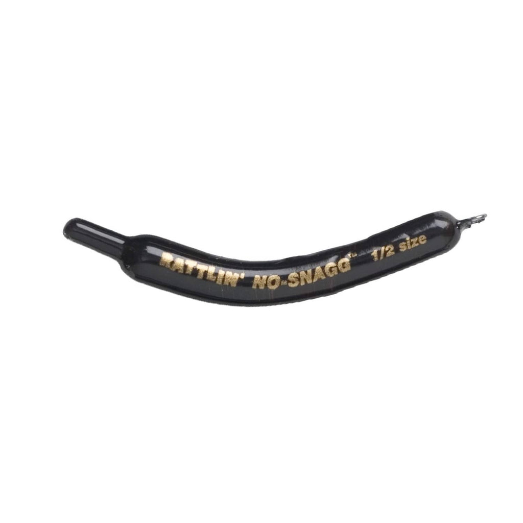 Black banana-shaped fishing sinker, 1/2 oz, Lindy No-Snagg, rattlin' (2 pack)