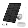 Foldable solar panel kit with black photovoltaic cells, white wall mount, and charging cable