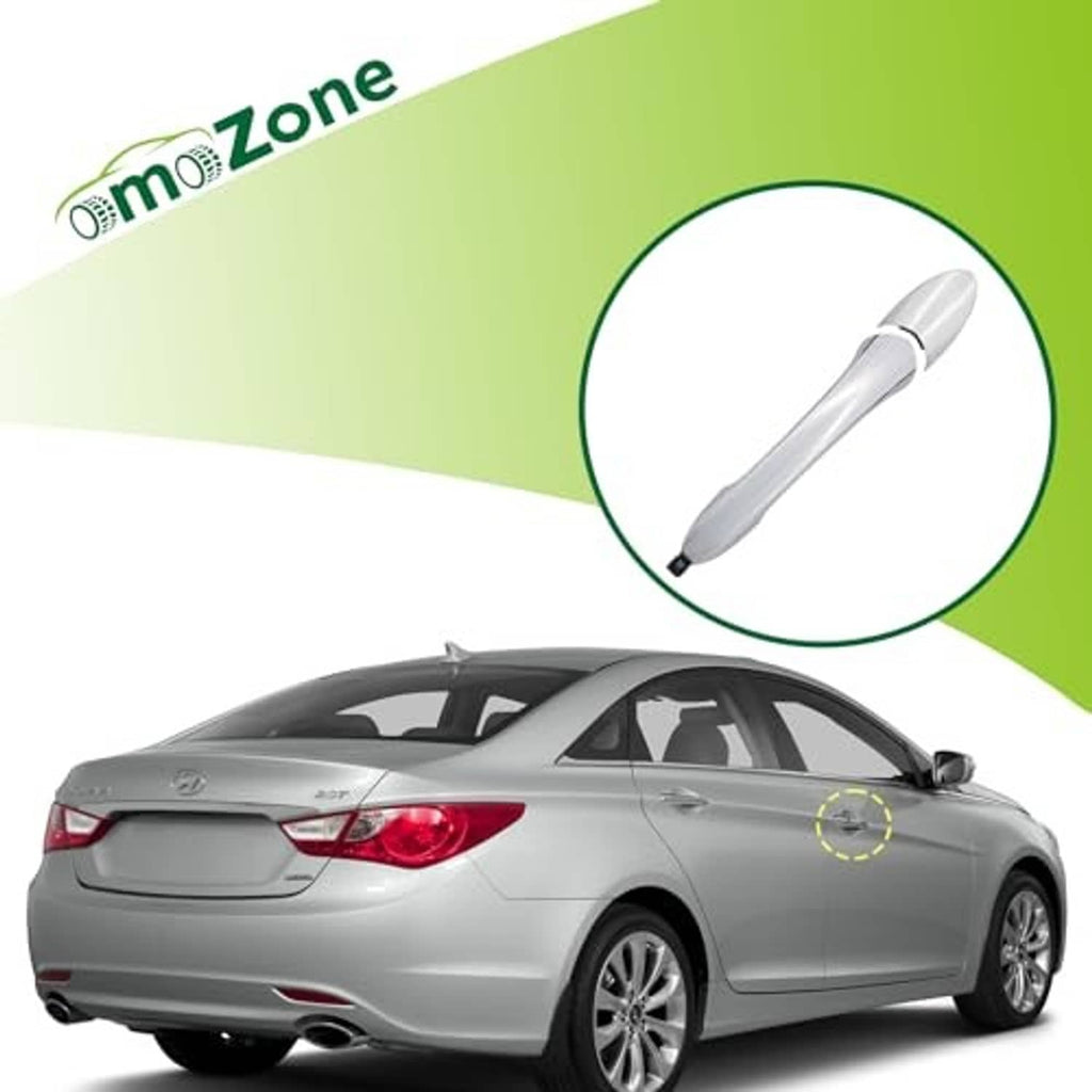 Chrome exterior door handle on vehicle, passenger side front-right, highlighted