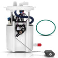 Electric fuel pump assembly with wiring harness, white housing, and green O-ring seal