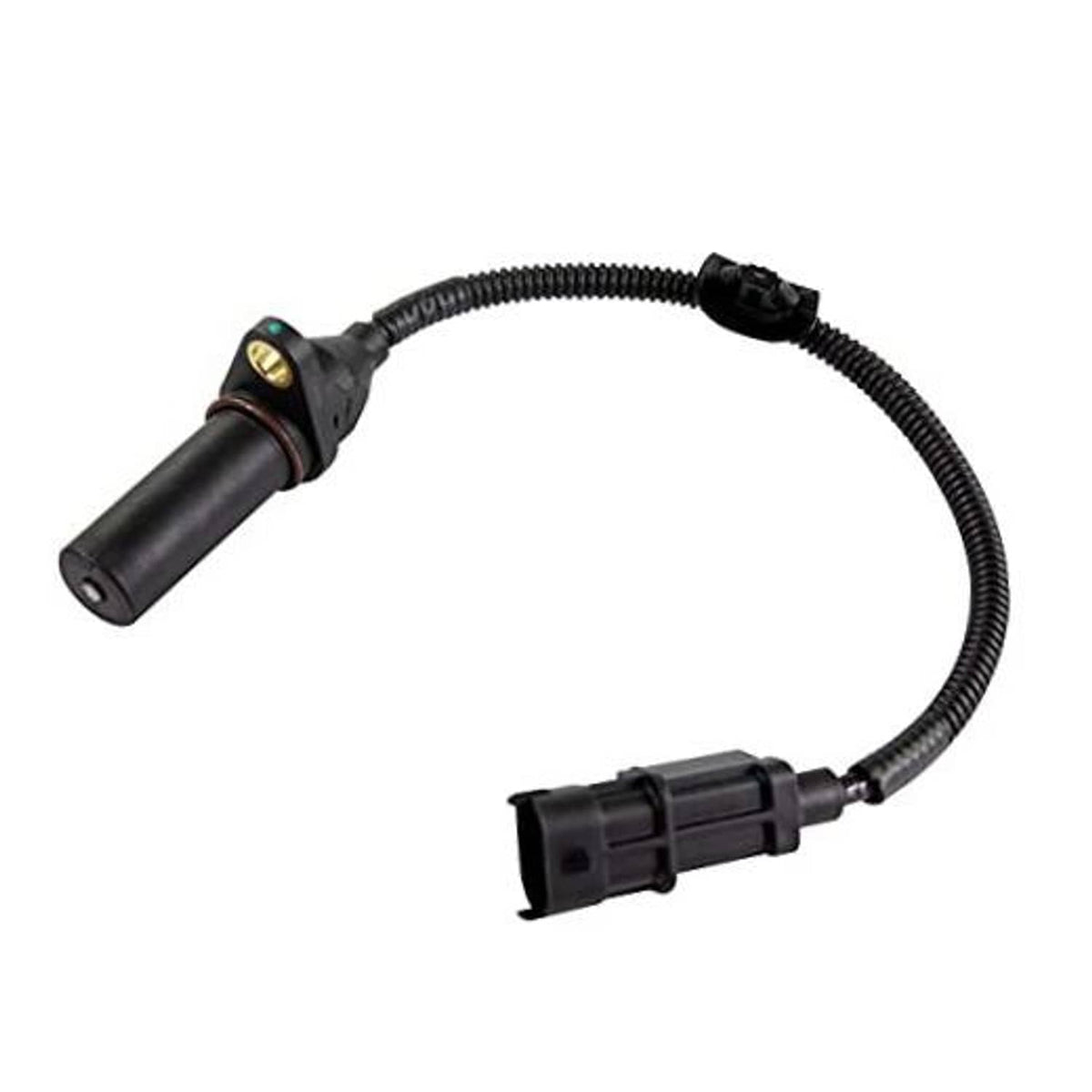 Crankshaft position sensor with black cable and two electrical connectors