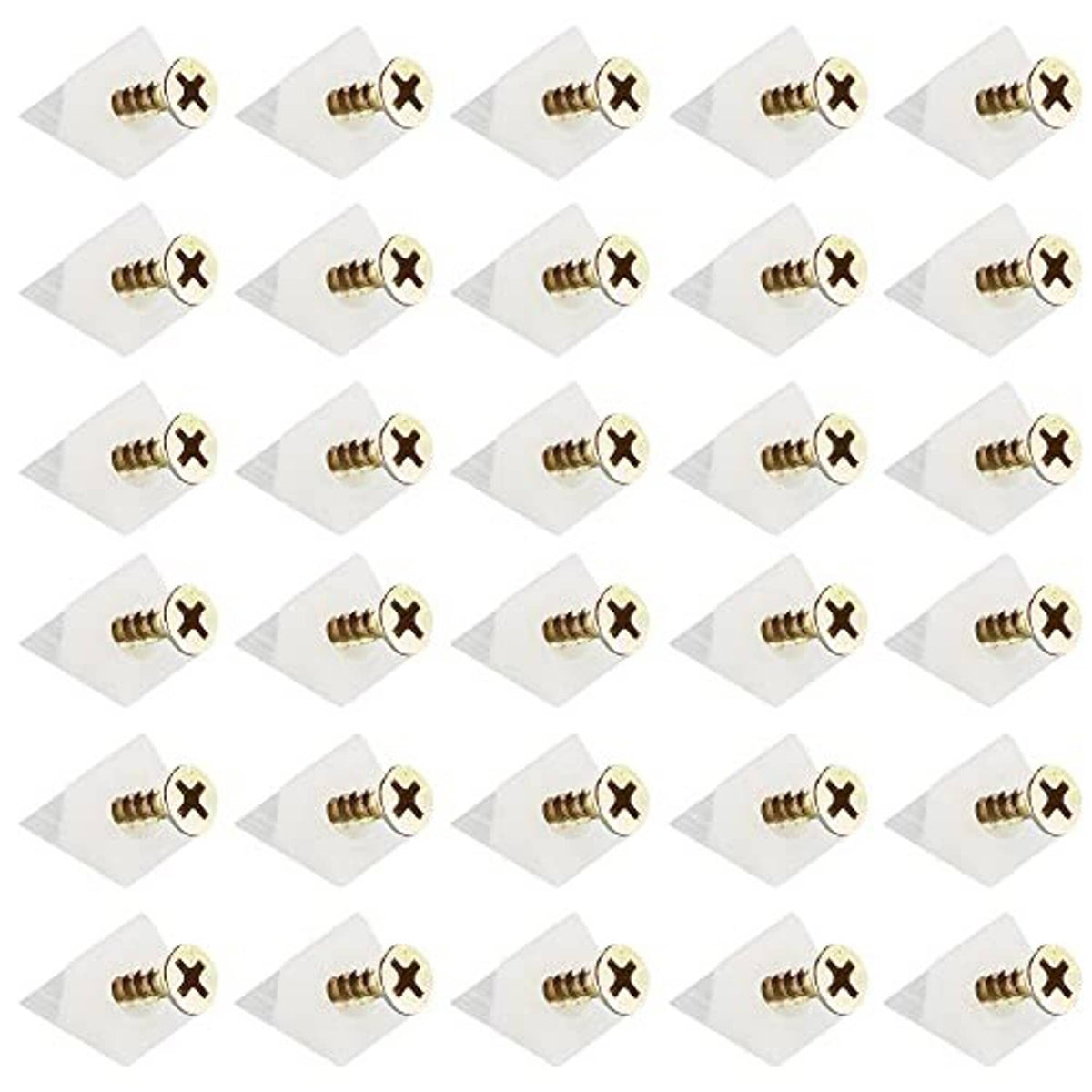 Set of white repair wedges with gold screws for drawer bottom fixing