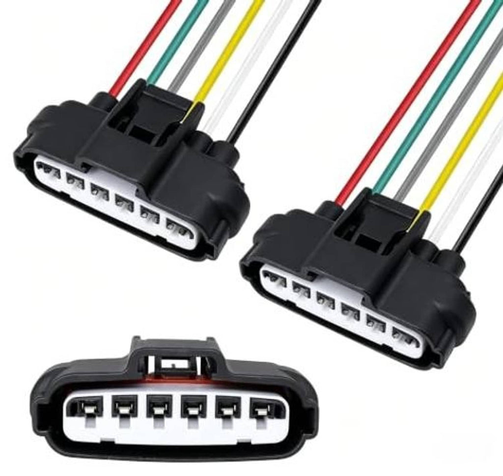 6-pin throttle position connector pigtail, black plug with multicolor wire harness