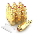 Brass pneumatic barbed plug fitting set with red seal ends and threaded ports