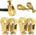 Pure copper battery terminal connector set with clamp loops and threaded screw assemblies