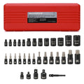 MIXPOWER 32-piece Torx bit socket set in red case, E and T size sockets and bits