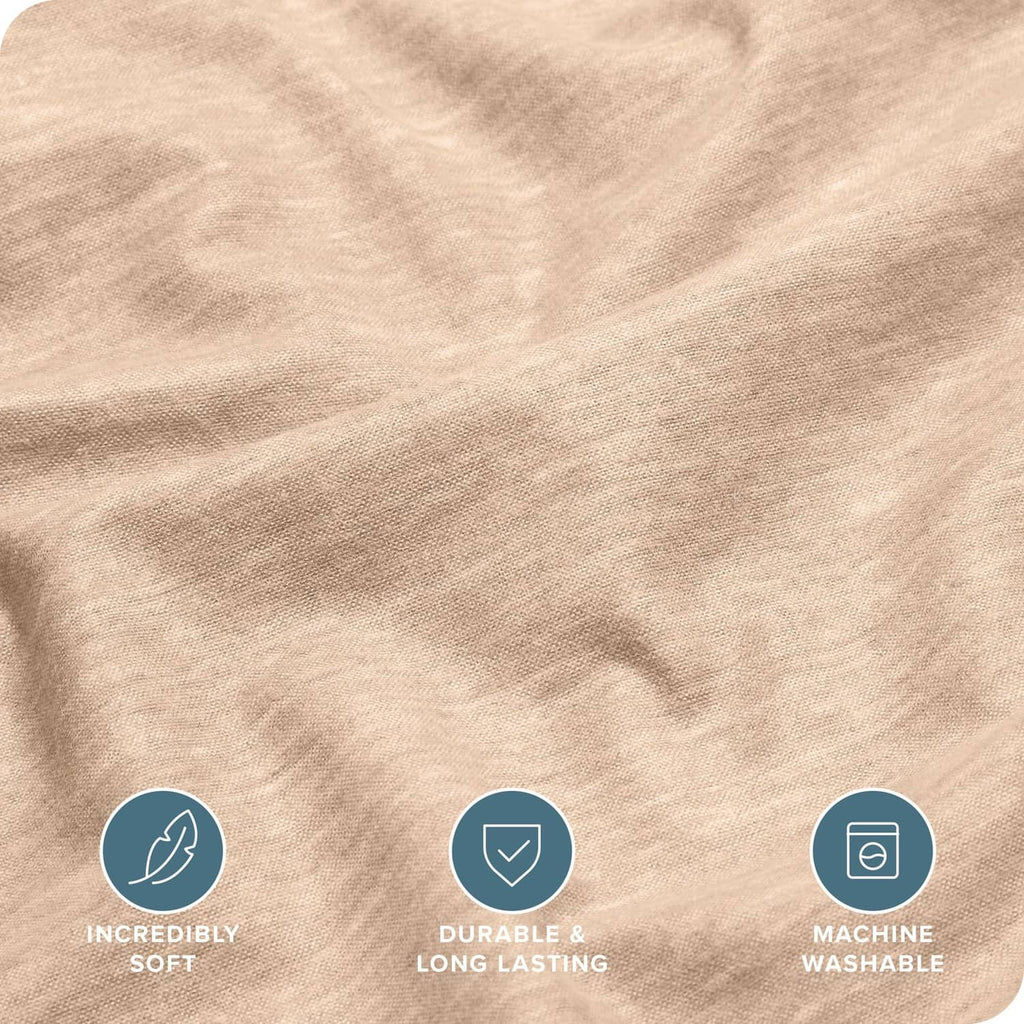 Heathered oatmeal flannel fabric close-up with soft brushed texture