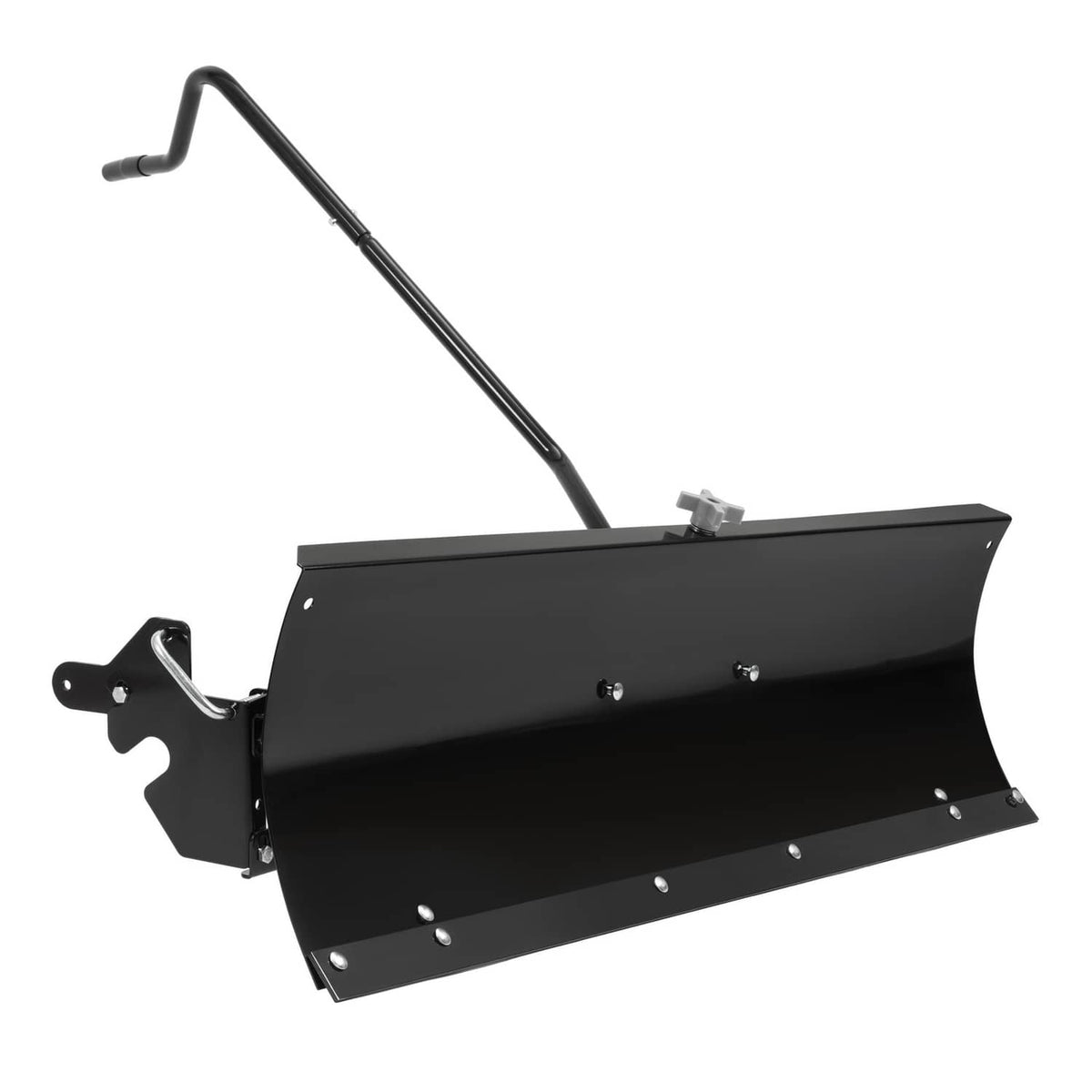 46-inch snow blade plow attachment with black steel blade and angled lift handle