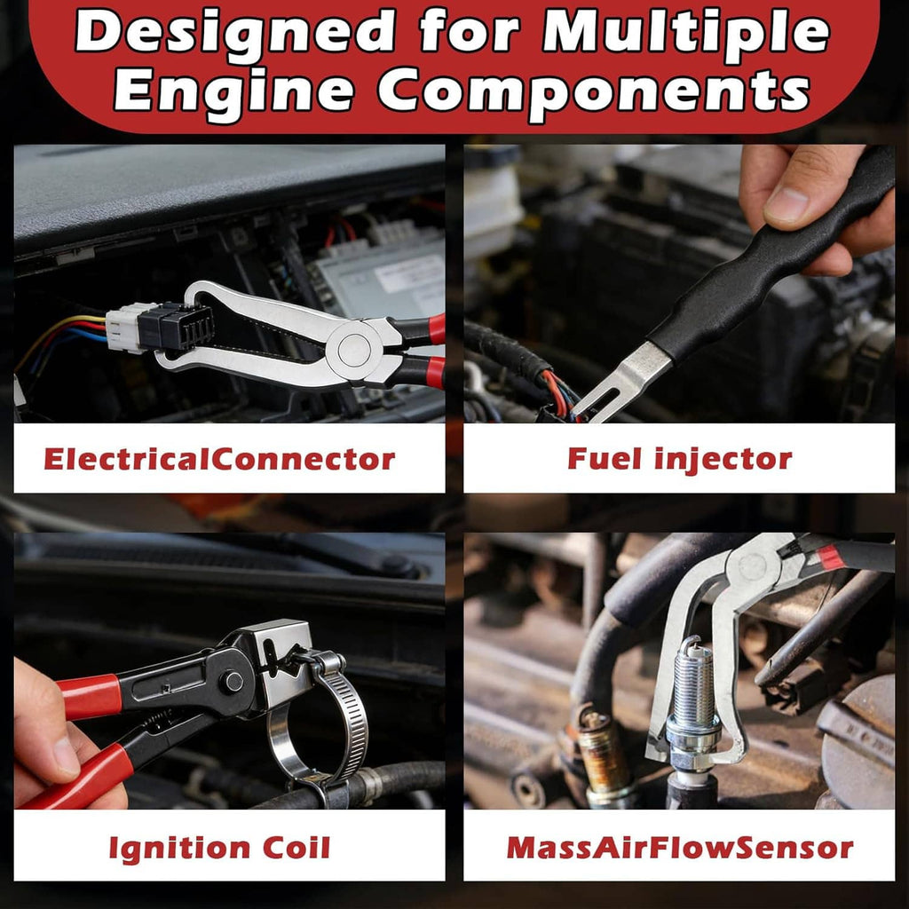 Assorted electrical removal pliers with red-and-black handles and metal prying heads