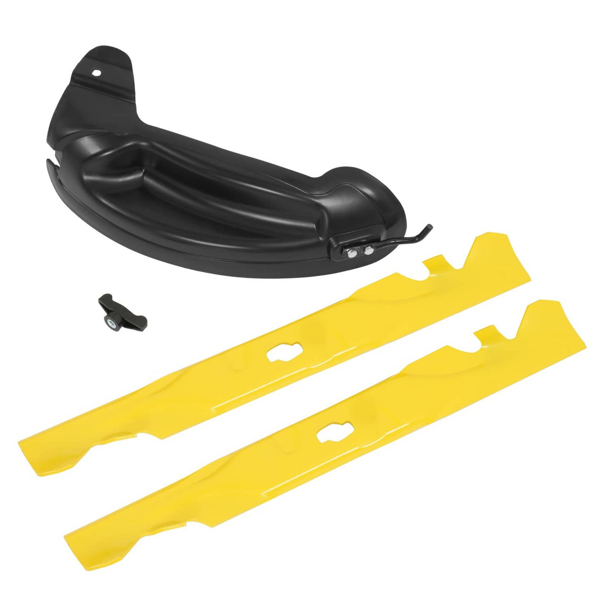 Mulching blade kit: black discharge deflector and two yellow replacement blades