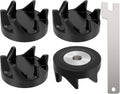 4-piece set of black blender drive couplers with silver threaded metal insert
