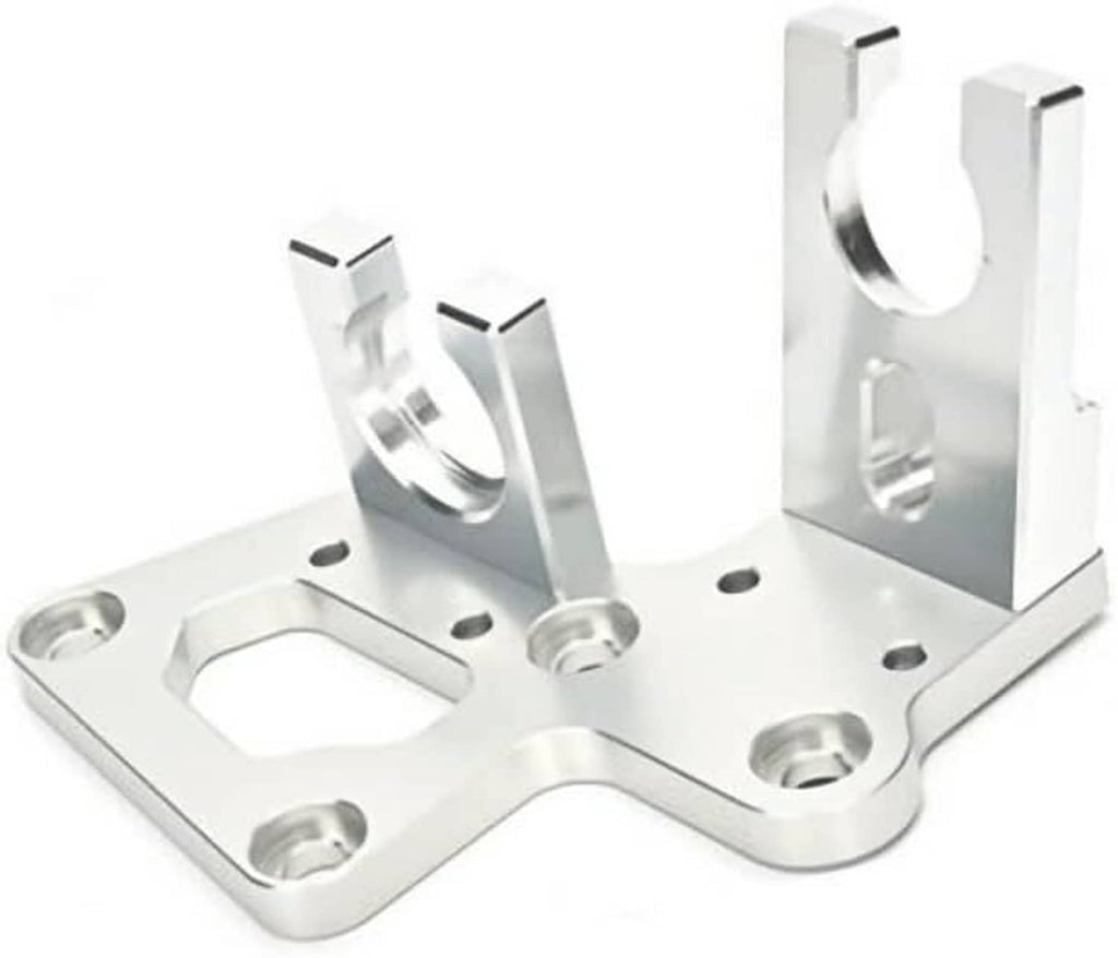 Silver trans shifter cable bracket with upright supports and large mounting cutout