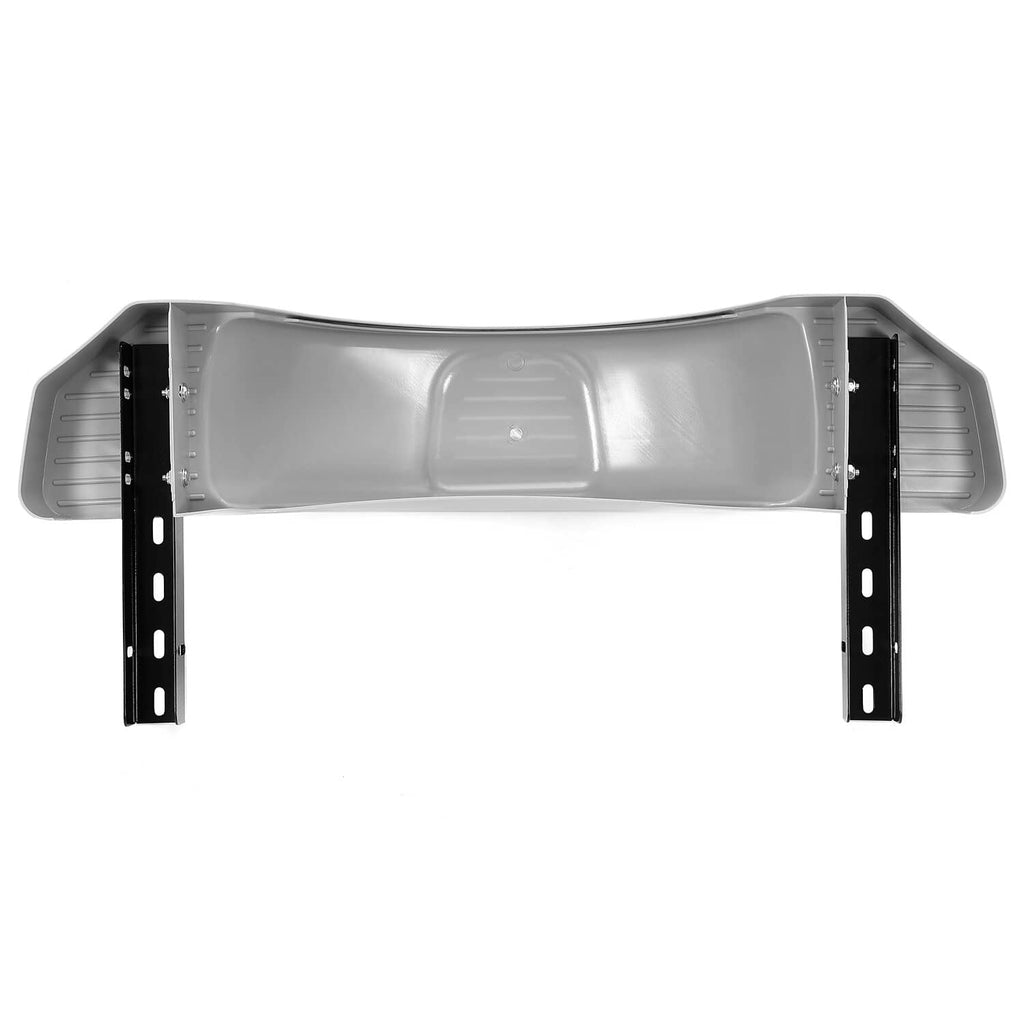 Gray trailer fender with step tread panels and black side mounting brackets