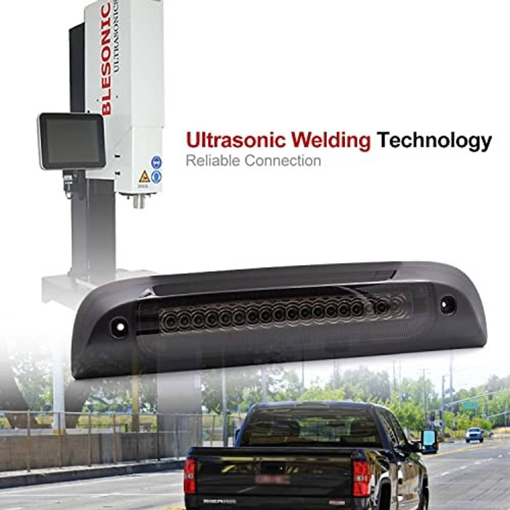 LED third brake light replacement housing with visible LED row behind clear lens