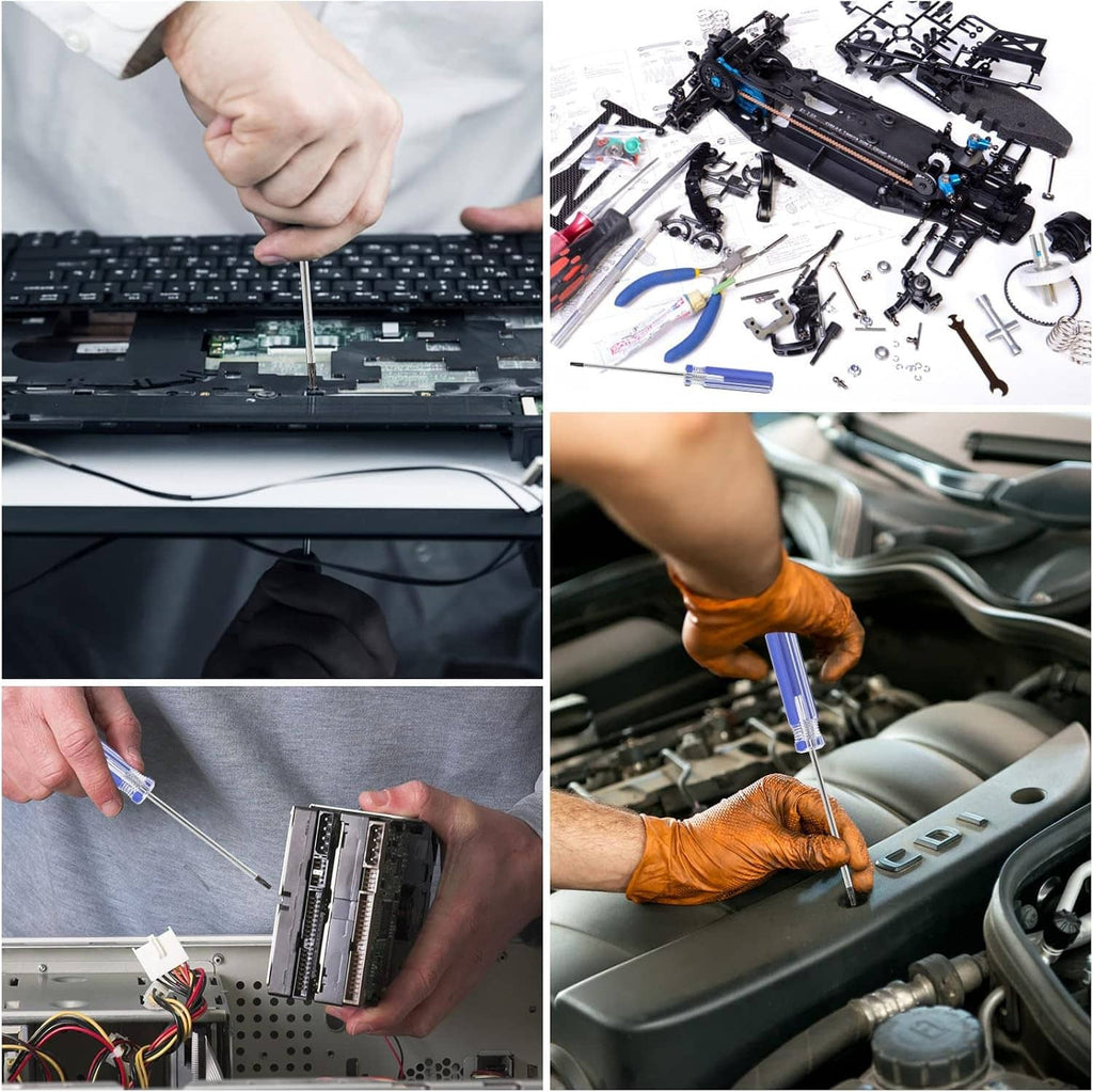 Magnetic Torx screwdriver set for electronics and automotive repairs, blue handles