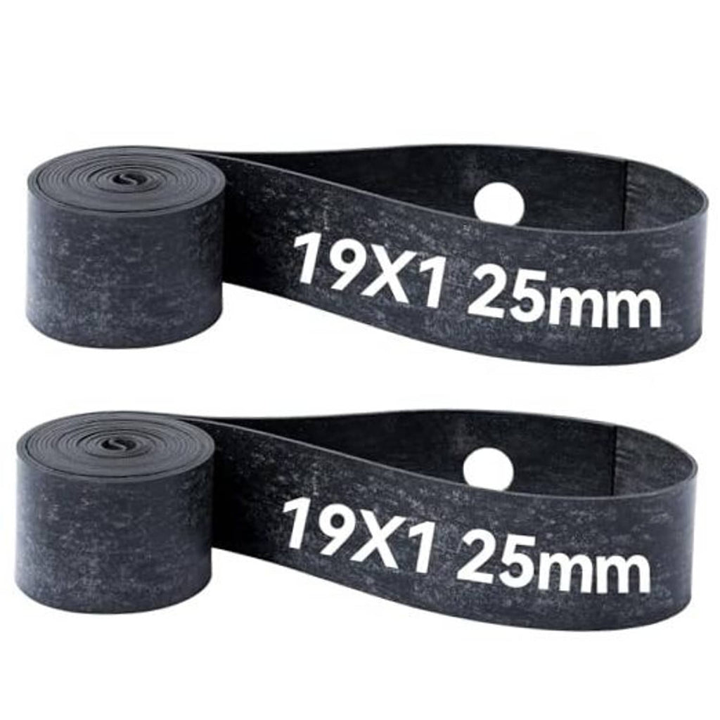 Motorcycle rim strip bands, dark rubber tape with valve hole, 19x1 25mm, two rolls