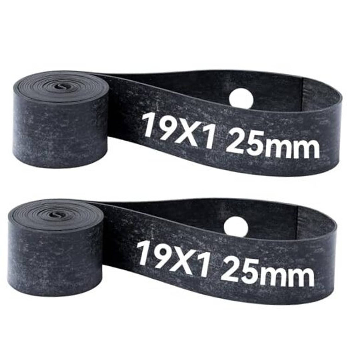 Motorcycle rim strip bands, dark rubber tape with valve hole, 19x1 25mm, two rolls