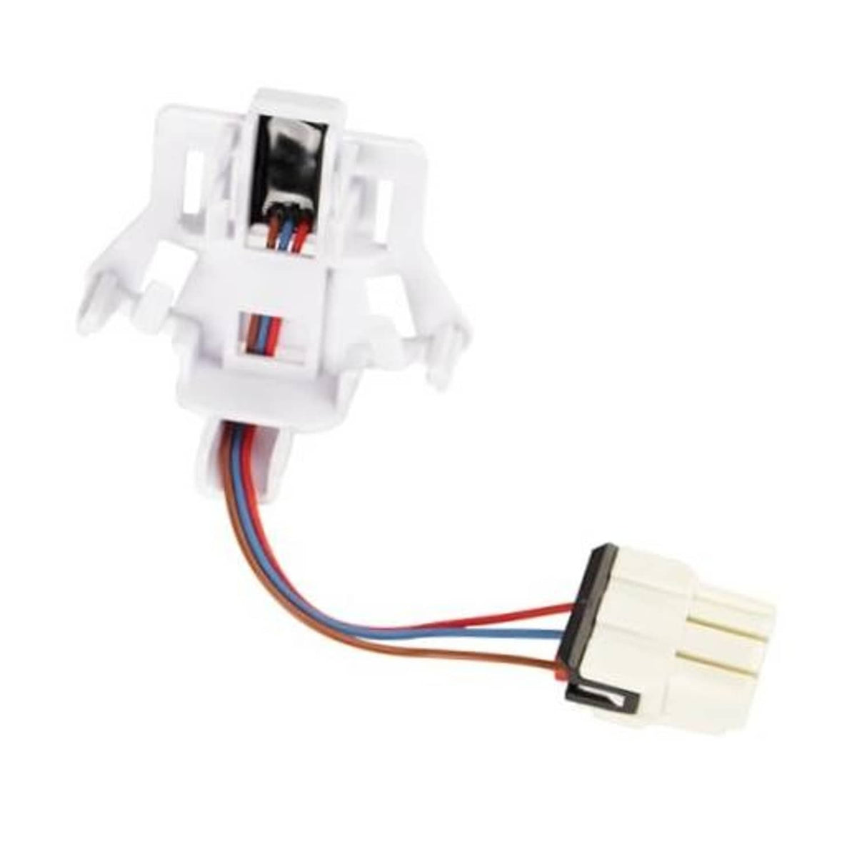 Washer speed sensor and wire harness with white connector, red/blue/brown leads