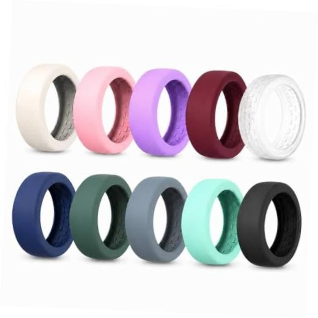 10-pack silicone ring covers for Oura Ring 5, 10 colors shown in two rows