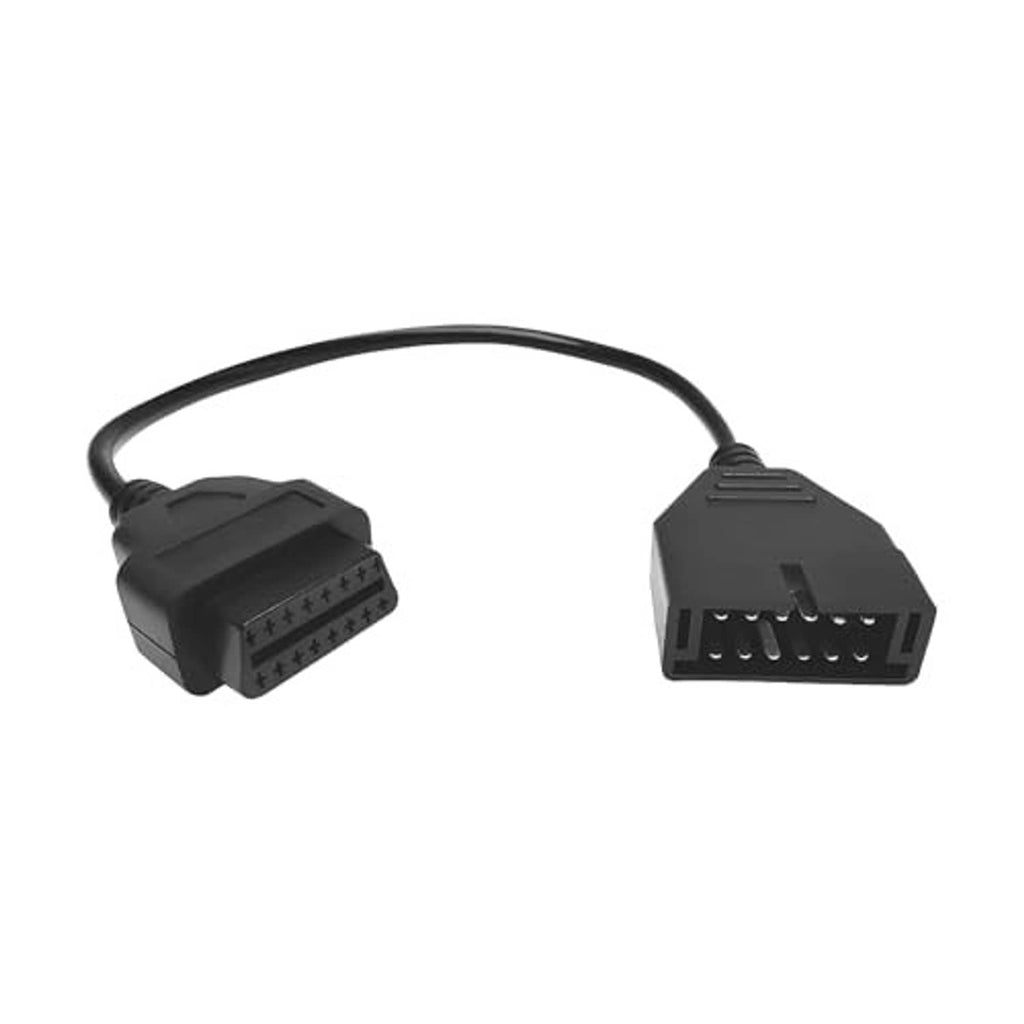 OBD adapter cable with black OBD2 16-pin plug and OBD1 12-pin plug, cable