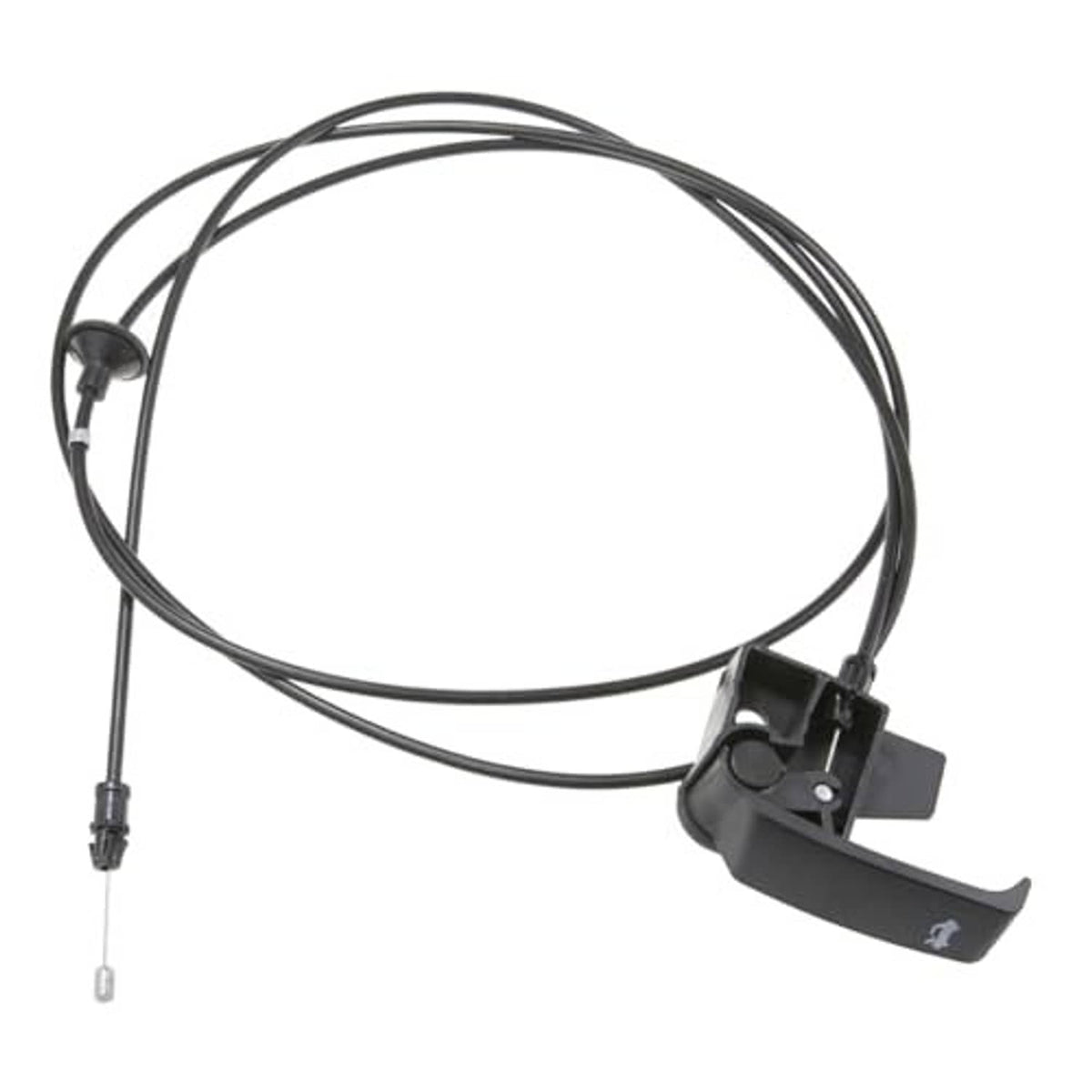 Hood release handle cable with black wire and gray latch release lever