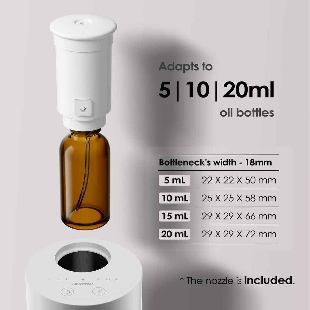 Airversa waterless diffuser with brightwhite top and included oil bottle attachment