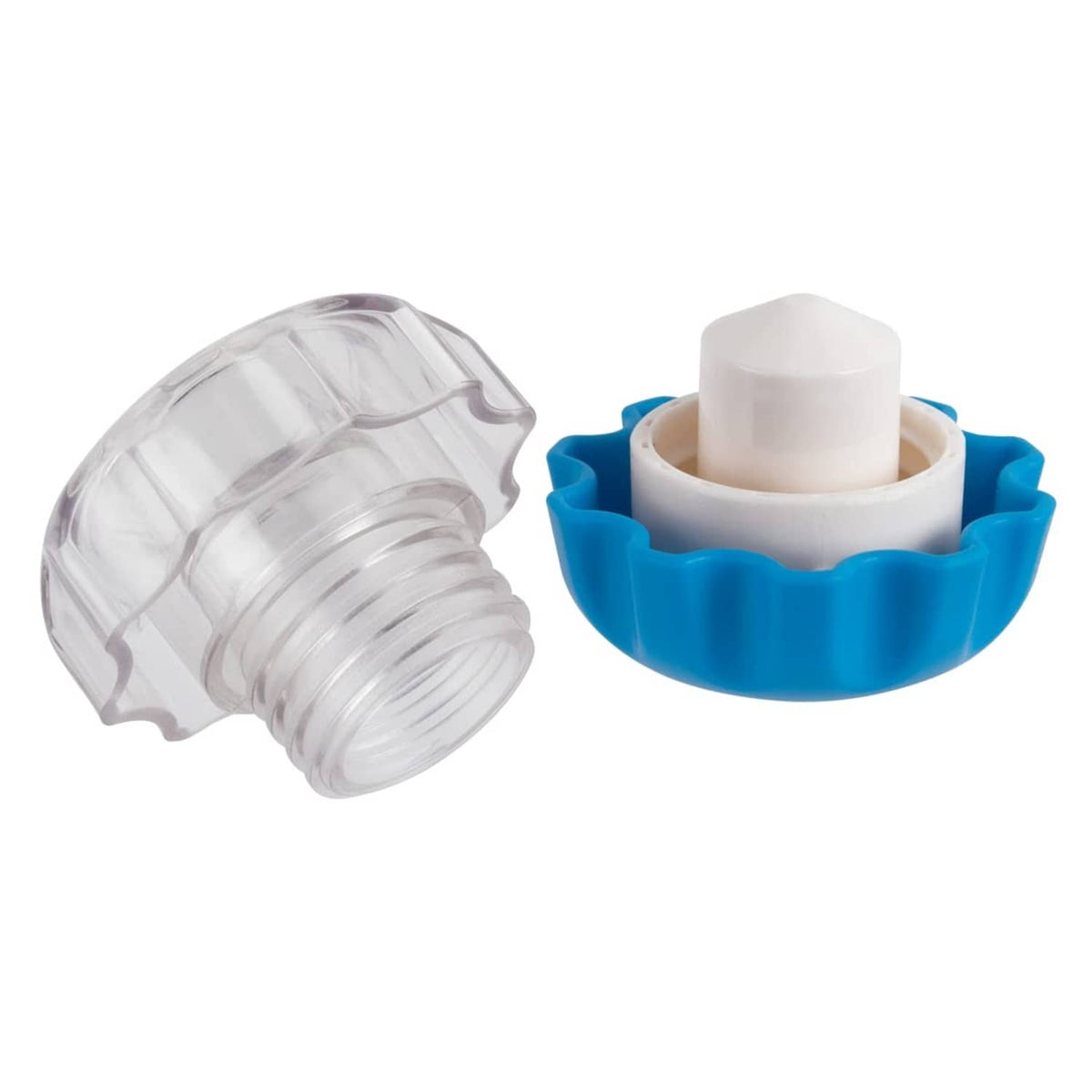 Pill crusher parts: clear chamber and blue base holder