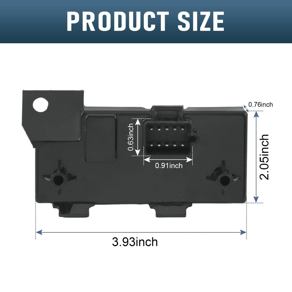 Black ECU module with central multi-pin socket and side mounting holes