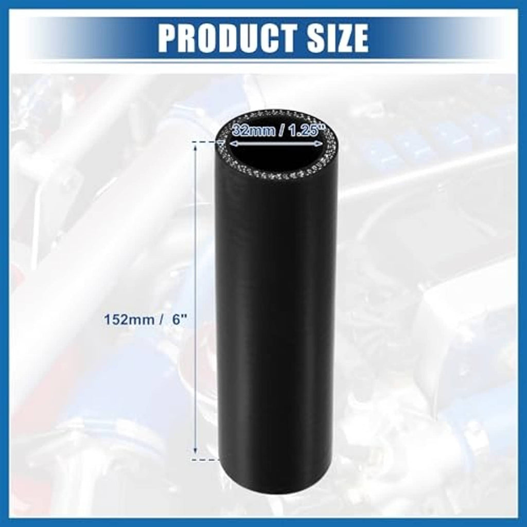 Black reinforced silicone coupler hose shown upright, open end visible.